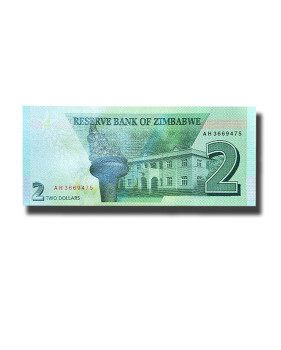 2021 Zimbabwe 2 Dollars Banknote, New Hybrid, Uncirculated