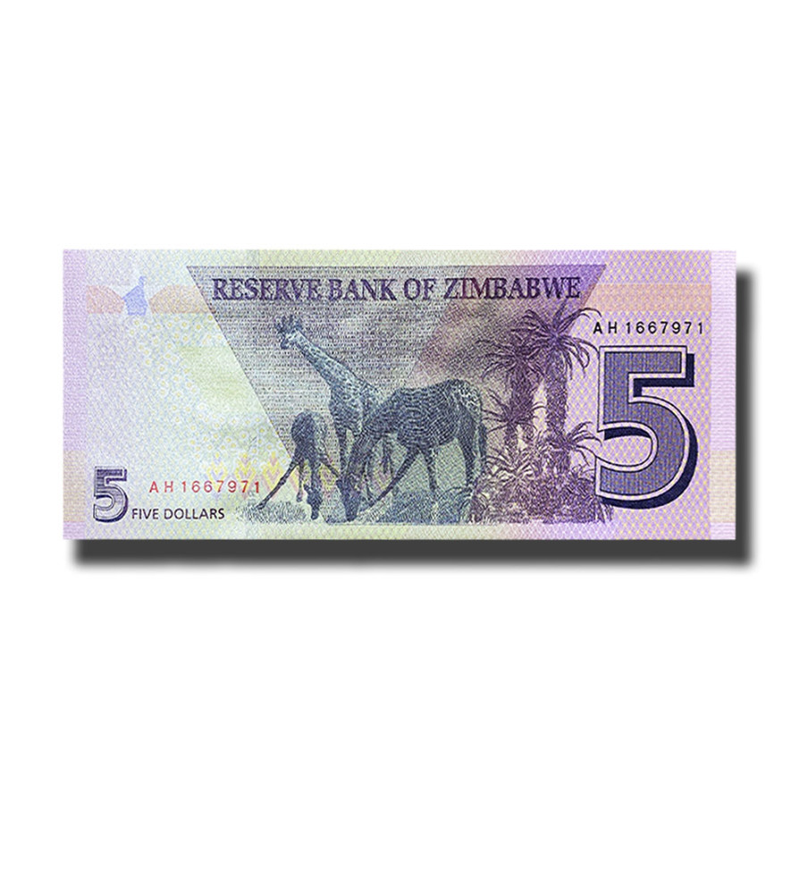 2021 Zimbabwe 5 Dollars Banknote, New Hybrid, Uncirculated