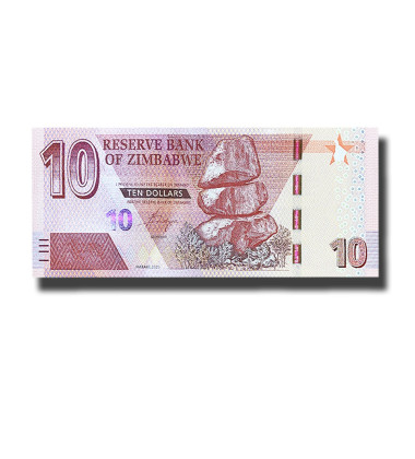 2021 Zimbabwe 10 Dollars Banknote, New Hybrid, Uncirculated