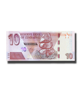 2021 Zimbabwe 10 Dollars Banknote, New Hybrid, Uncirculated