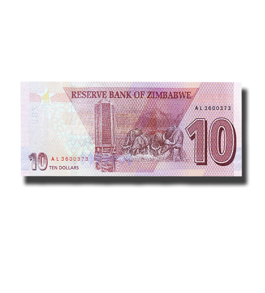 2021 Zimbabwe 10 Dollars Banknote, New Hybrid, Uncirculated