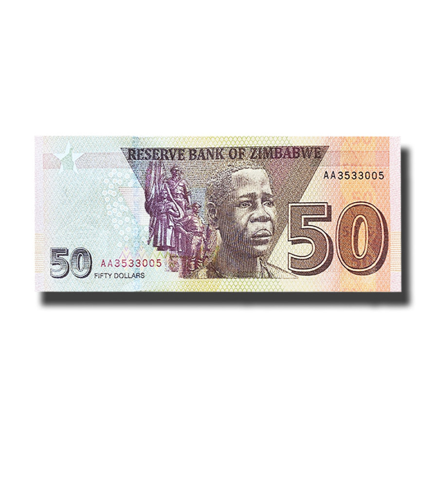 2021 Zimbabwe 50 Dollars Banknote, New Design, Uncirculated