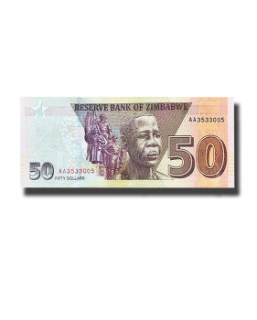 2021 Zimbabwe 50 Dollars Banknote, New Design, Uncirculated