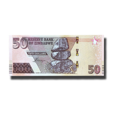 2021 Zimbabwe 50 Dollars Banknote, New Design, Uncirculated