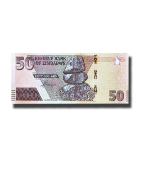 2021 Zimbabwe 50 Dollars Banknote, New Design, Uncirculated