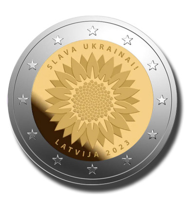2023 Latvia Ukrainian Sunflower - Glory to Ukraine 2 Euro Coin