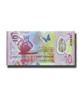 2016 San Tome 10 Dobras Polymer Banknote Uncirculated