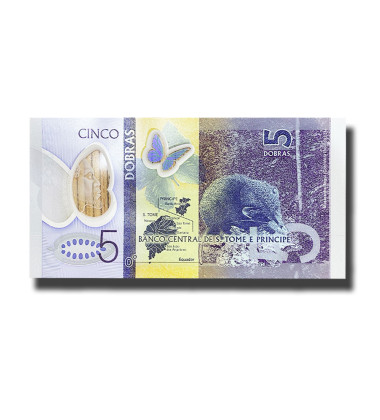 2016 San Tome 5 Dobras Polymer Banknote Uncirculated