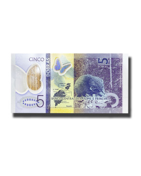 2016 San Tome 5 Dobras Polymer Banknote Uncirculated