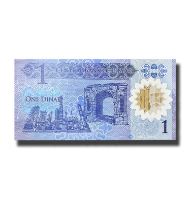 2019 Libya 1 Dinar Polymer Banknote Omar Mukhtar Uncirculated