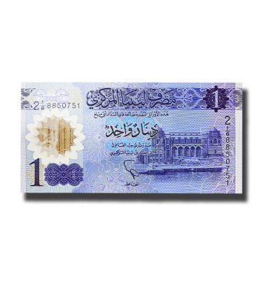 2019 Libya 1 Dinar Polymer Banknote Omar Mukhtar Uncirculated