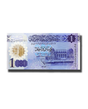 2019 Libya 1 Dinar Polymer Banknote Omar Mukhtar Uncirculated