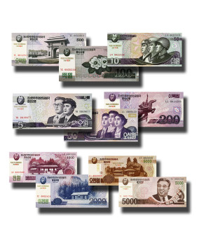 Korea 5 - 5000 Won - Set Of 10 Banknotes UNC Uncirculated