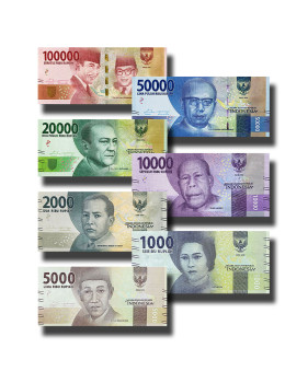 Indonesia 1000 - 100000 Rupiah - Set Of 7 Banknotes Uncirculated