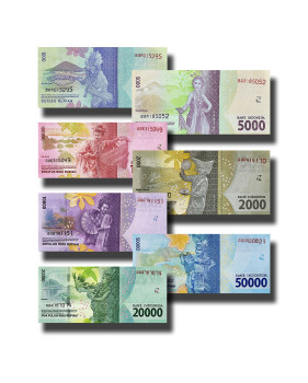 Indonesia 1000 - 100000 Rupiah - Set Of 7 Banknotes Uncirculated