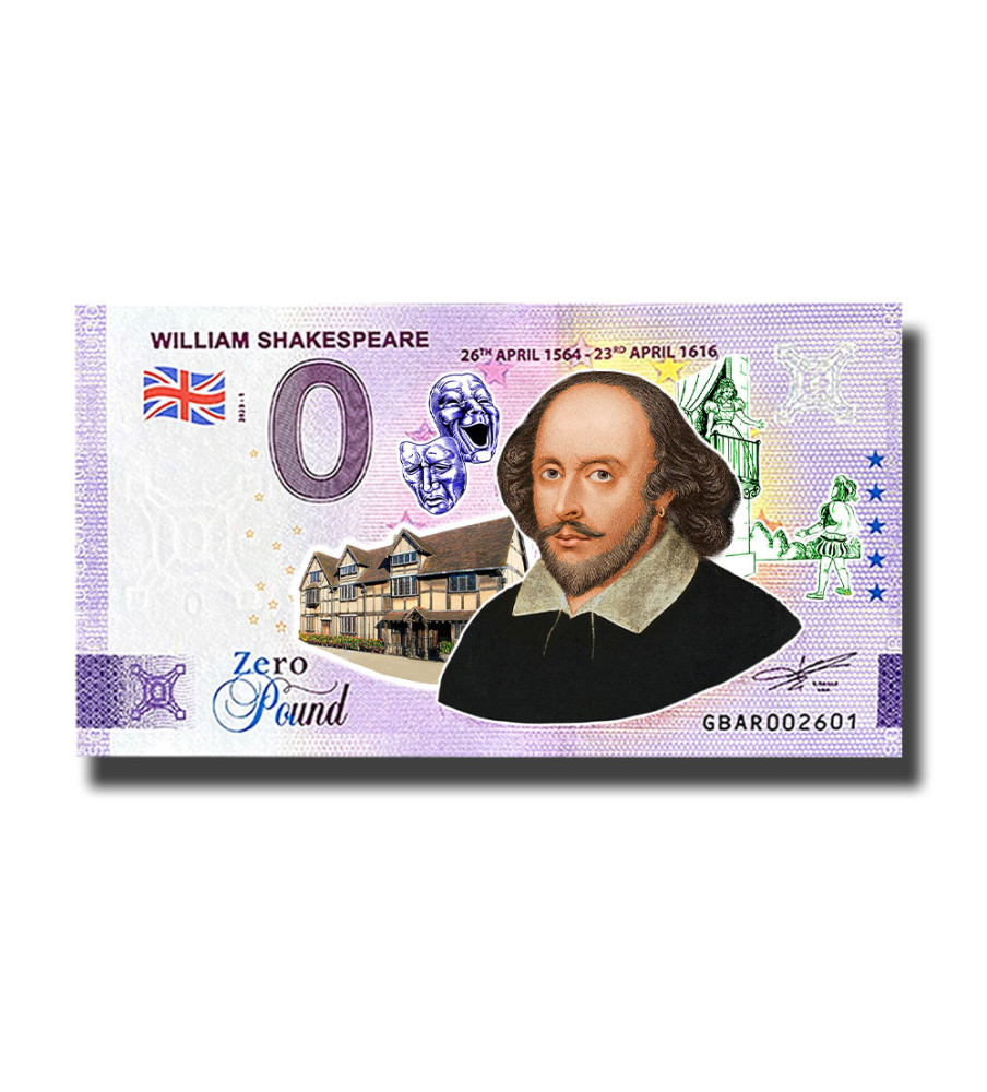 0 Pound Souvenir Banknote William Shakespeare Colour United Kingdom GBAR 2023-1