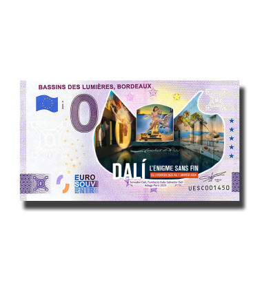 0 Euro Souvenir Banknote Bassins Des Lumieres Colour France UESC 2023-4