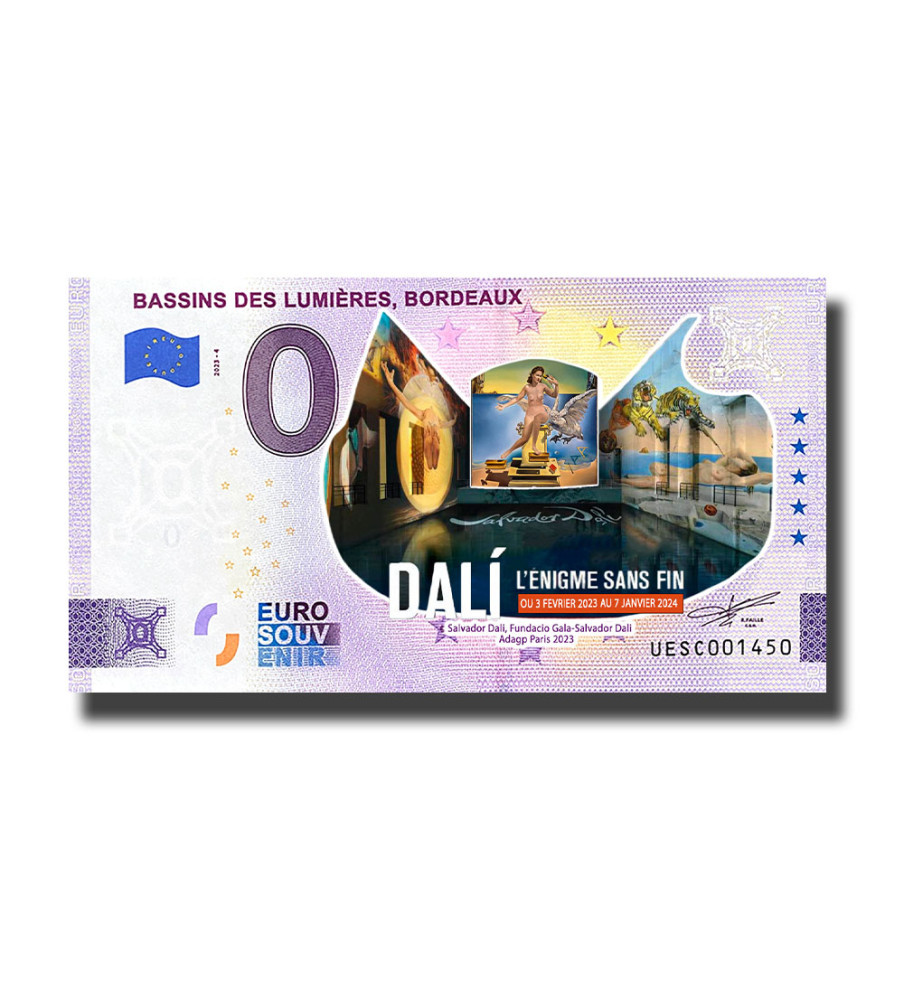 0 Euro Souvenir Banknote Bassins Des Lumieres Colour France UESC 2023-4