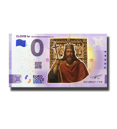 0 Euro Souvenir Banknote Clovis ler Colour France UEUM 2021-7