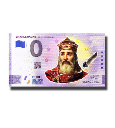 0 Euro Souvenir Banknote Charlemagne Colour France UEUM 2021-8