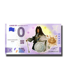 Anniversary 0 Euro Souvenir Banknote Louis XIV Colour France UEUM 2022-14