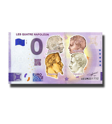 0 Euro Souvenir Banknote Les Quatre Napoleon Colour France UEUM 2022-19