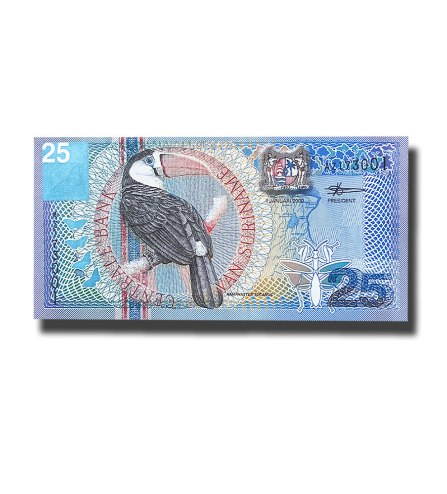 2000 Suriname 25 Gulden Banknote Uncirculated