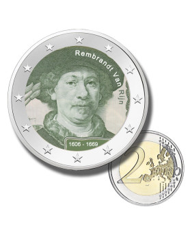 2 Euro Coloured Coin Rembrandt Van Rijn