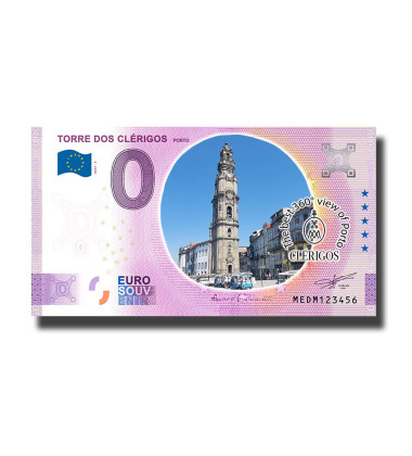 0 Euro Souvenir Banknote Torre Dos Clerigos - Porto Colour Portugal MEDM 2023-3