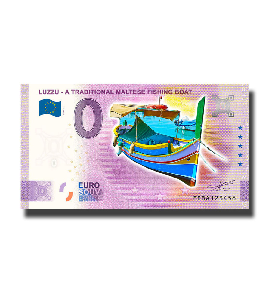 0 Euro Souvenir Banknote Luzzu - Maltese Fishing Boat Colour Malta FEBA 2023-1