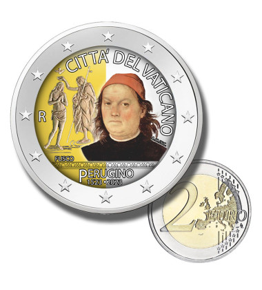 2 Euro Coloured Coin 2023 Vatican V Centenary Death of Perugino