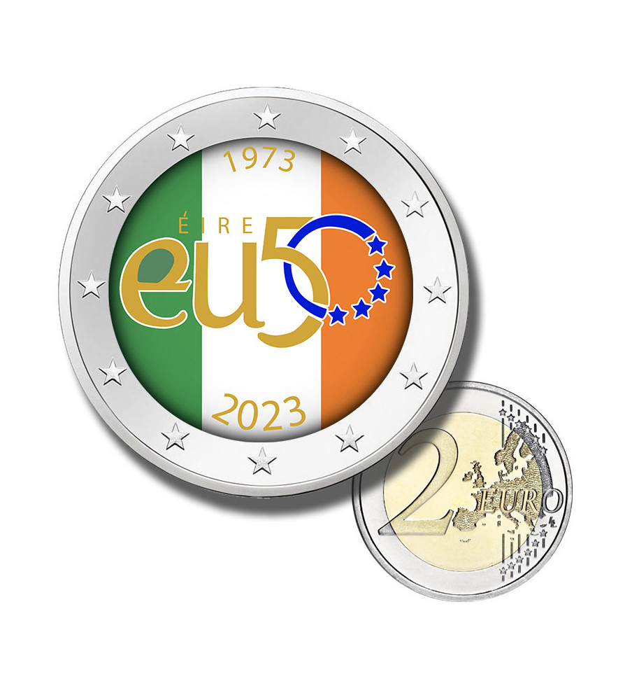 2 Euro Coloured Coin 2023 Ireland 50th Anniversary Of EU Membership