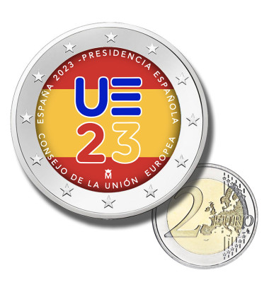 2 Euro Coloured Coin 2023 Spain Spanish Presidency Of The Council Of The EU