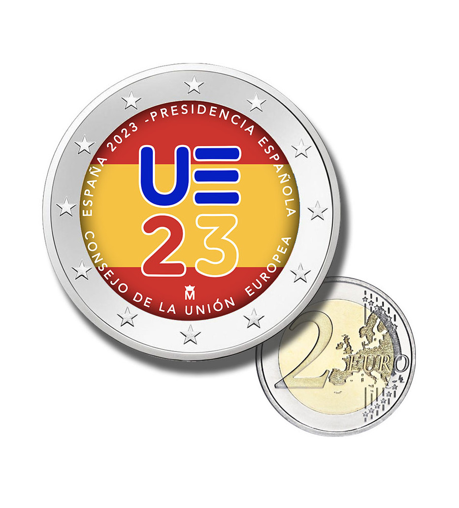 2 Euro Coloured Coin 2023 Spain Spanish Presidency Of The Council Of The EU