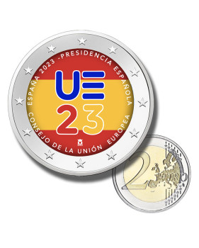 2 Euro Coloured Coin 2023 Spain Spanish Presidency Of The Council Of The EU