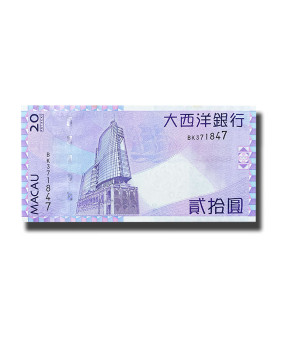 2013 Macau 20 Patacas Banknote Aeroporto Internacional De Macau Uncirculated