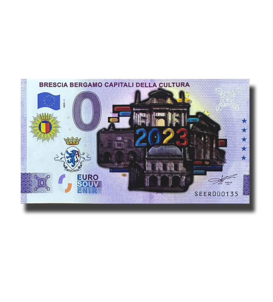 0 Euro Souvenir Banknote Brescia Bergamo Capitali della Cultura Colour Italy SEER 2023-1