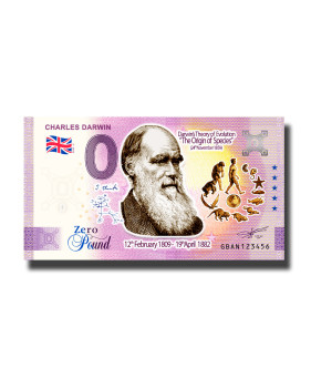 0 Pound Souvenir Banknote Charles Darwin Colour United Kingdom GBAN 2022-2