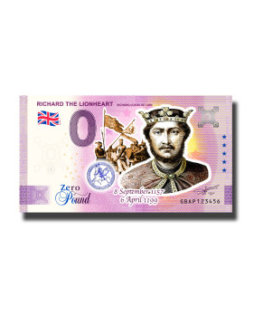 0 Pound Souvenir Banknote Richard The Lionheart Colour United Kingdom GBAP 2022-1