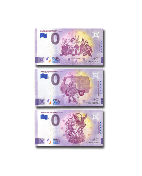 0 Euro Souvenir Banknote Park Warner Madrid - Set of 3 Spain VEAG 2023