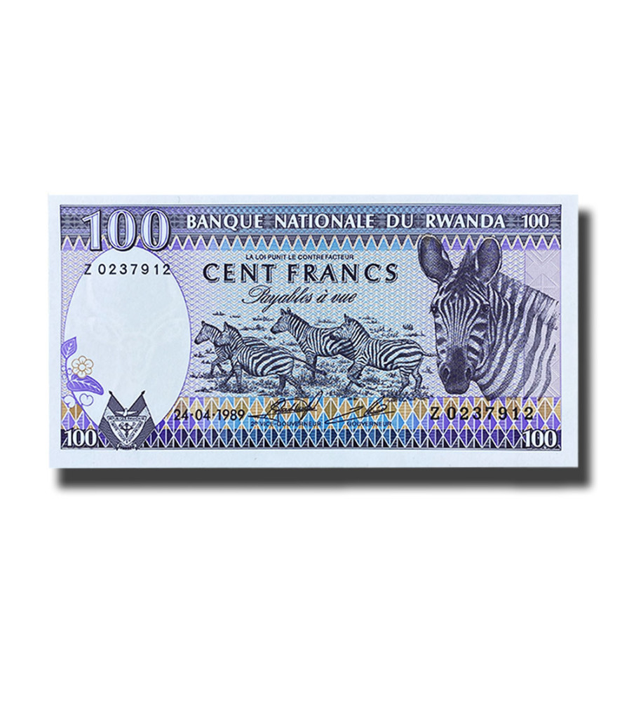 1989 Rwanda 100 Francs Banknote Uncirculated