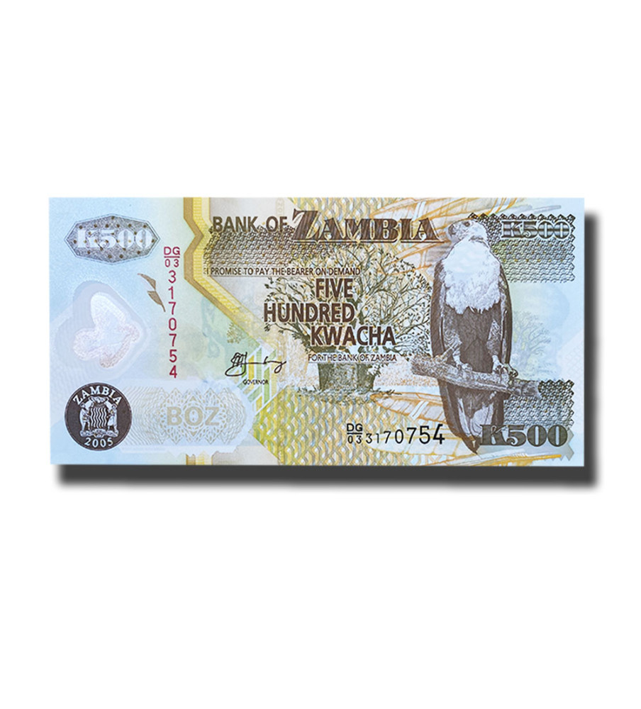 2005 Zambia 500 Kwacha Polymer Banknote Uncirculated