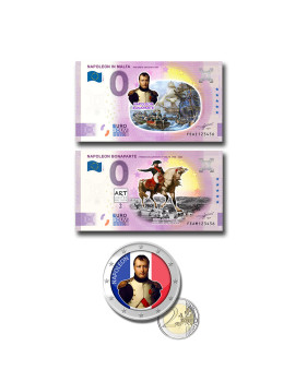 Napoleon In Malta Euro Colour Coin & 2 Souvenir Banknotes Colour FEAM, FEAZ - Set of 3