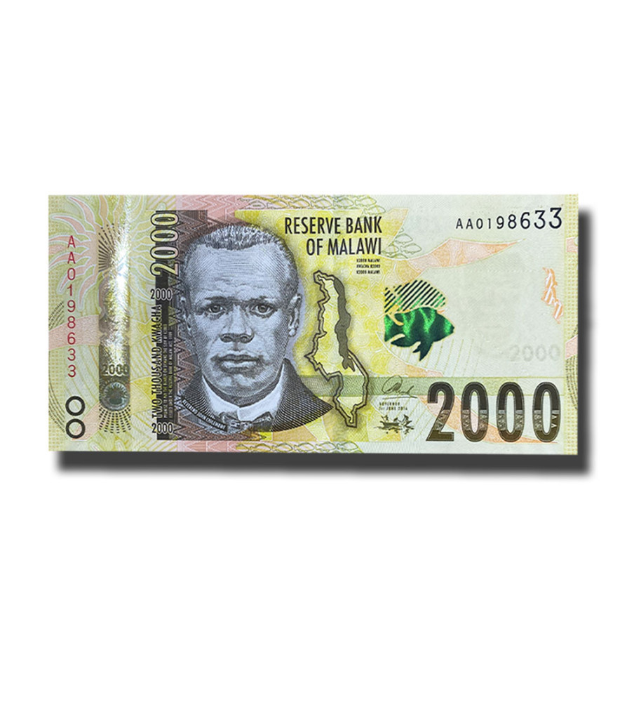 2016 Malawi 2000 Kwacha Banknote Reverend John Chilembwe Uncirculated