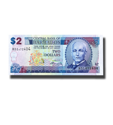 2007 Barbados 2 Dollars Banknote John Redman Bovell Uncirculated