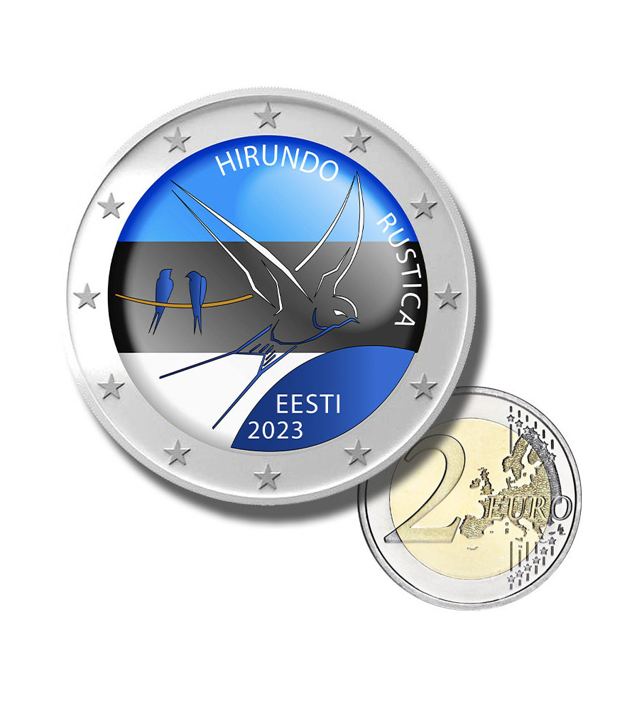 2 Euro Coloured Coin 2023 Estonia The Barn Swallow