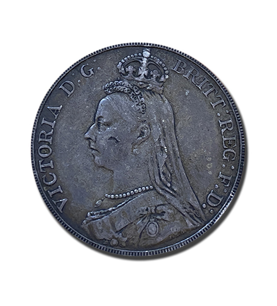 1889 British Silver Crown 5 Shillings Victoria Coin