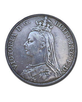 1891 British Silver Crown 5 Shillings Queen Victoria Coin