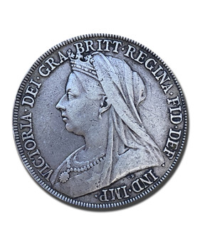 1896 British Silver Crown 5 Shillings Queen Victoria Coin