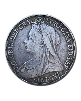 1897 British Silver Crown 5 Shillings Victoria Coin